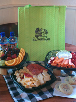 a picnic basket in a keepsake sack