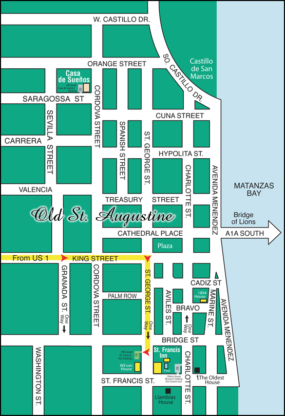 Map to the St Francis Inn