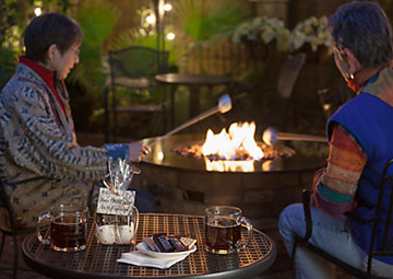 making s'mores at the gas fire pit